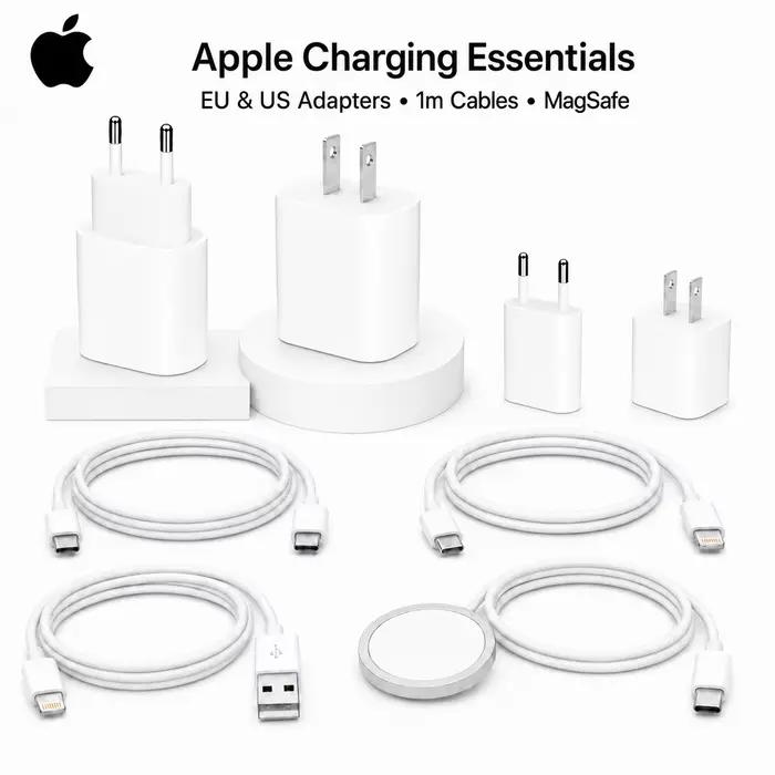 Adaptateur secteur USB-C Apple d'origine 20W 5W, prise EU US, chargeur rapide, câble USB-C vers USB-C, Lightning, USB-A, 25W MagSafe pour iPhone