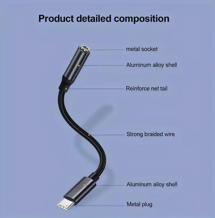 Câble adaptateur audio USB-C vers Aux