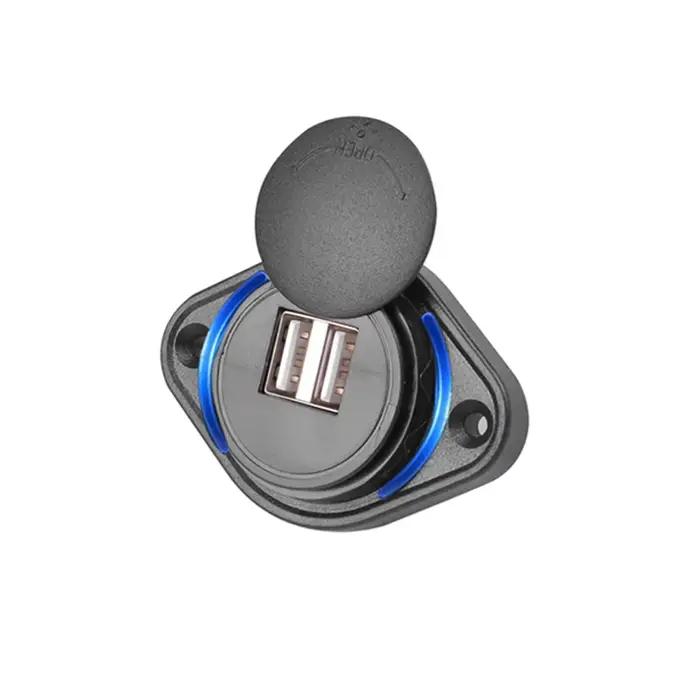 QC 3.0 double chargeur USB avec capuchon coulissant étanche 12 V/24 V prise