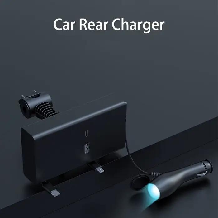 Chargeur de Voiture Multifonctionnel Câble Rétractable 60cm 65W 2 Ports USB 360 Degres Occasions Speciales Recharge Pratique et Efficace