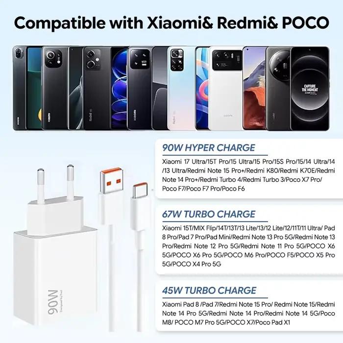 Chargeur Xiaomi 90W Original Hypercharge Combo Câble de Charge Rapide Type C