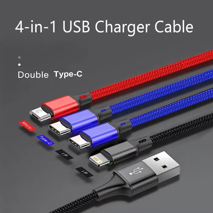 Câble de chargeur multiple 4 en 1 pour iPhone 15 14 13Pro Max Mini 3 en 1