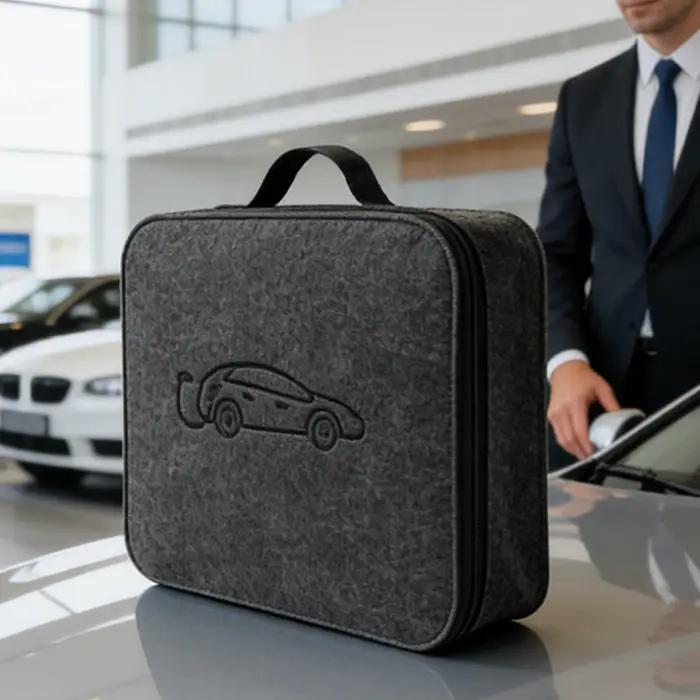 Etui de rangement en feutre pour chargeur de véhicule électrique sac organisateur de câble de charge pour voiture pour femmes hommes usage extérieur voyage