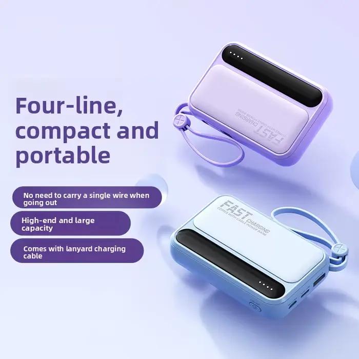 Batterie externe 10000mAh 20000mAh grande capacité avec câbles intégrés