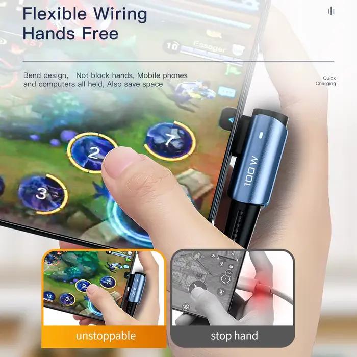 Essager 100W USB Type C vers USB C câble Angle de 90 degrés pour iPad MacBook Pro Xiaomi Samsung Huawei charge rapide type-c Date fil