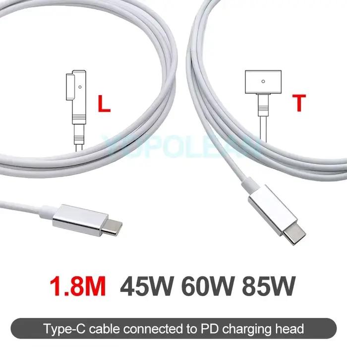 Câble de charge USB-C 45W 60W 85W pour adaptateur Macbook Pro Air Mag 1 Mag 2 A1278 A1286 A1465 A1466 A1425 A1502 A1398