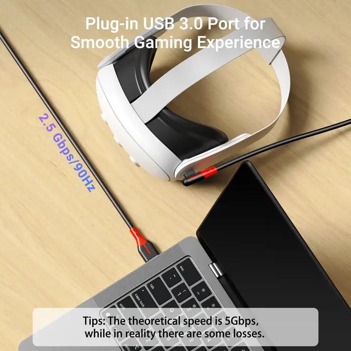Câble de chargement VR 16 pieds USB 3.1 Type-C pour Meta Quest 3 Quest 2 Pico4 PC SteamVR cadeau gaming réalité virtuelle