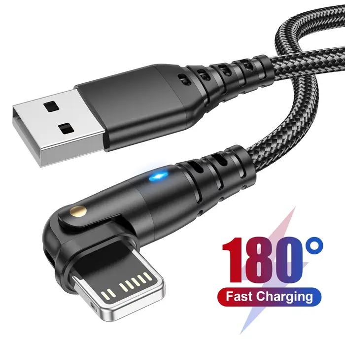 Câble de charge rapide USB rotatif pour Apple iPhone 14 13 12 11 Pro Max X XR XS 7 8 6