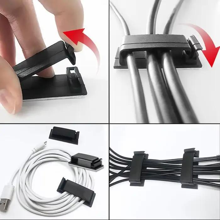 Clip de fixation de câble auto-adhésif en plastique blanc pour câblage domestique et professionnel sécurisé et élégant