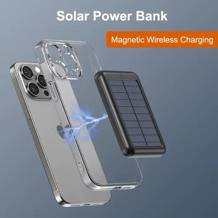 Banque d'énergie solaire 10000mAh chargeur sans fil magnétique Magsafe Powerbank pour iPhone 16 15 14 13 12 Mini