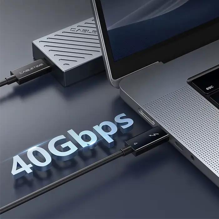 Câble Thunderbolt 4 USB Type C 40Gbps 100W Compatible avec MacBook Pro Dell XPS Stations d'accueil et consoles de jeu pour une connexion numérique fluide et hautement performante