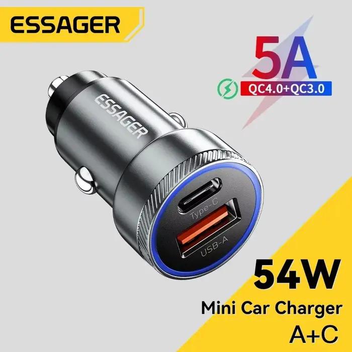 Essager 54W chargeur de voiture 5A Charge rapide Type C