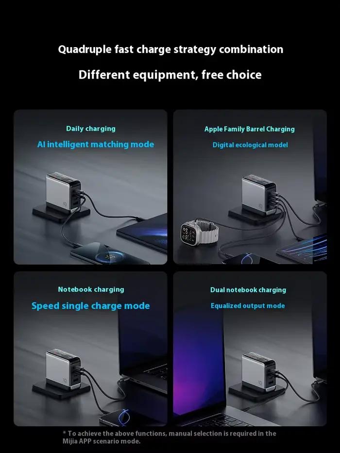 Chargeur d'énergie électrique CUKTECH 10 Super PD3.0 Ultra-120W GaN multi-ports à charge rapide avec écran