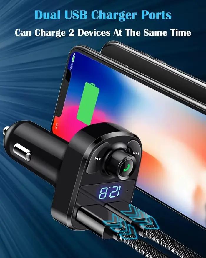 Chargeur de voiture transmetteur FM Bluetooth Audio double USB