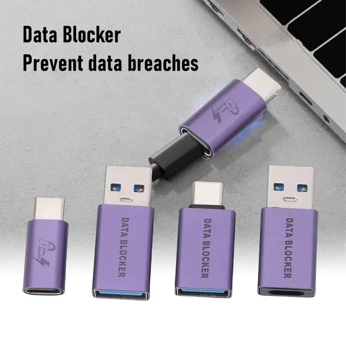 Bloqueur de données USB A mâle vers USB C femelle – Anti-piratage pour tous les téléphones mobiles USB – Charge rapide