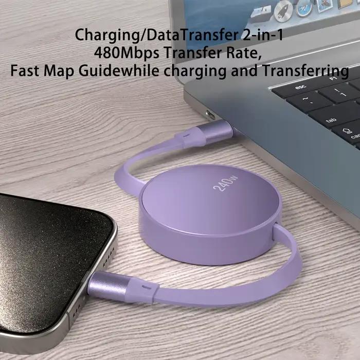 Câble de charge rapide PD 240W rétractable Type C vers