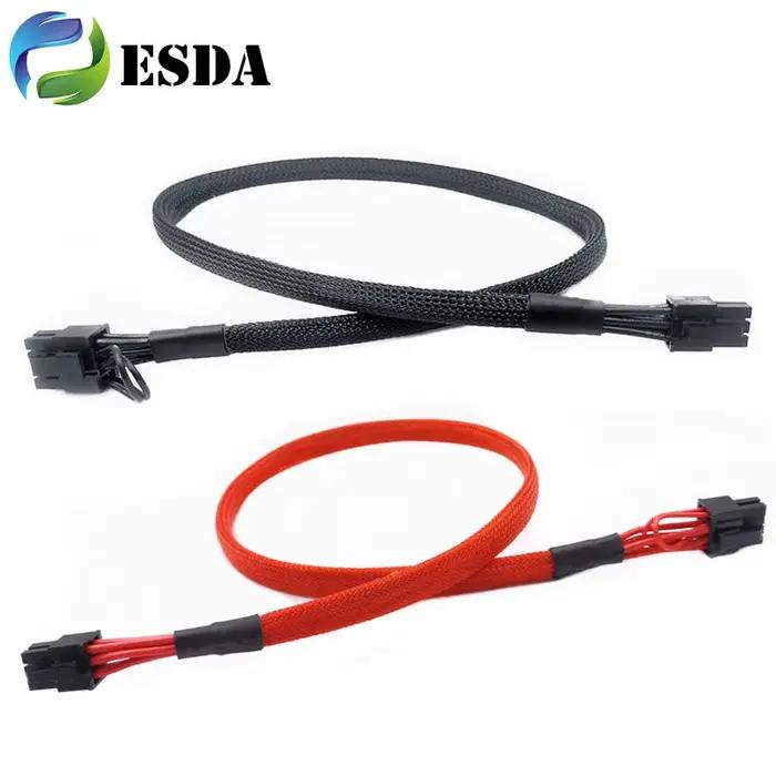 Câble d'alimentation pour carte graphique 16awg PCIe GPU 6 broches mâle vers PCI-E 8 broches 6 + 2 broches mâle 60cm 70cm 90cm 100cm