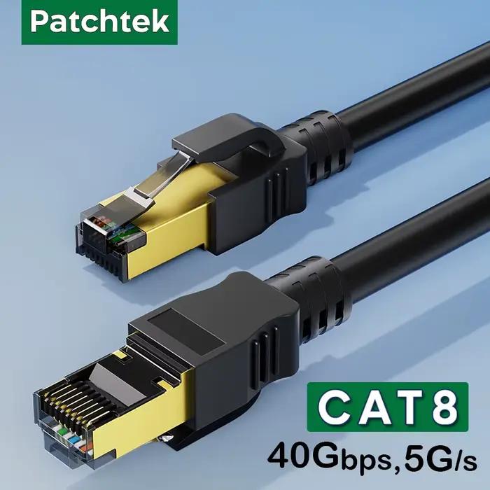 Patchtek Cat8 Lan 40G RJ45 câble Ethernet réseau 0.2 M-20 M SSTP 28AWG paires torsadées 2000 Mhz Internet Lan cordon pour ordinateurs portables PS