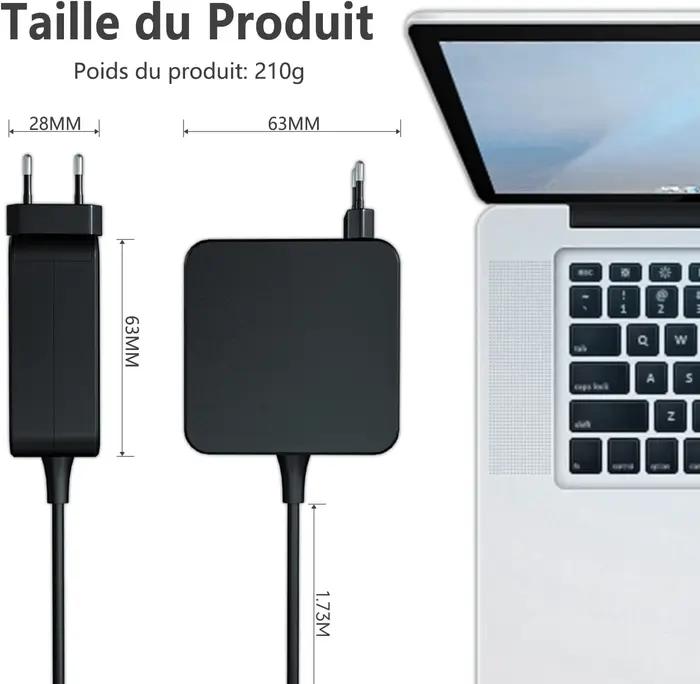 Chargeur d'ordinateur portable pour ASUS 19V 2.37A 45W Zenbook UX303U UX305 UX305F UX410U Vivobook S200 S200E X200 Chromebook C200 C300 occasionnel usage professionnel étudiant cadeau