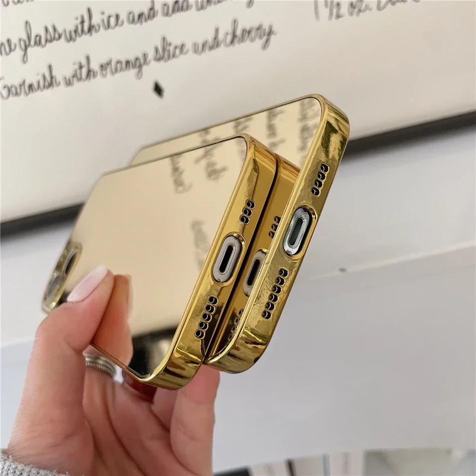 Coque de téléphone de luxe plaine avec placage brillant, or et argent, pour iPhone 16 15 14 13 12 11