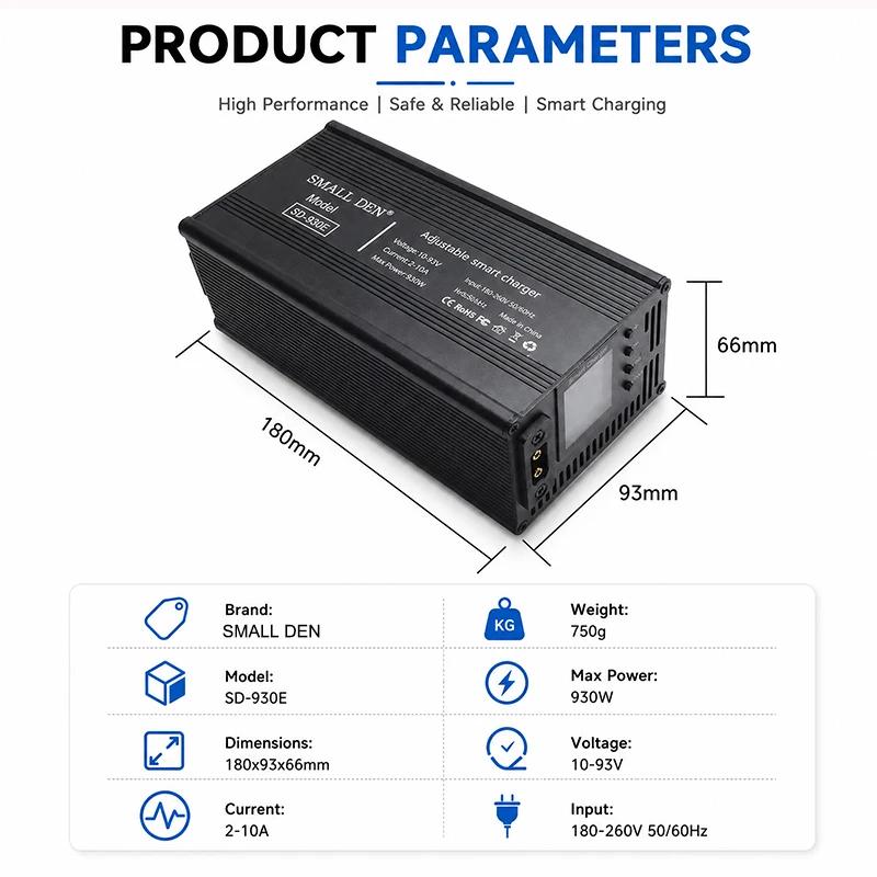 Chargeur de batterie intelligent réglable 10-93V 2-20A LCD pour vélo électrique, scooter, batterie l