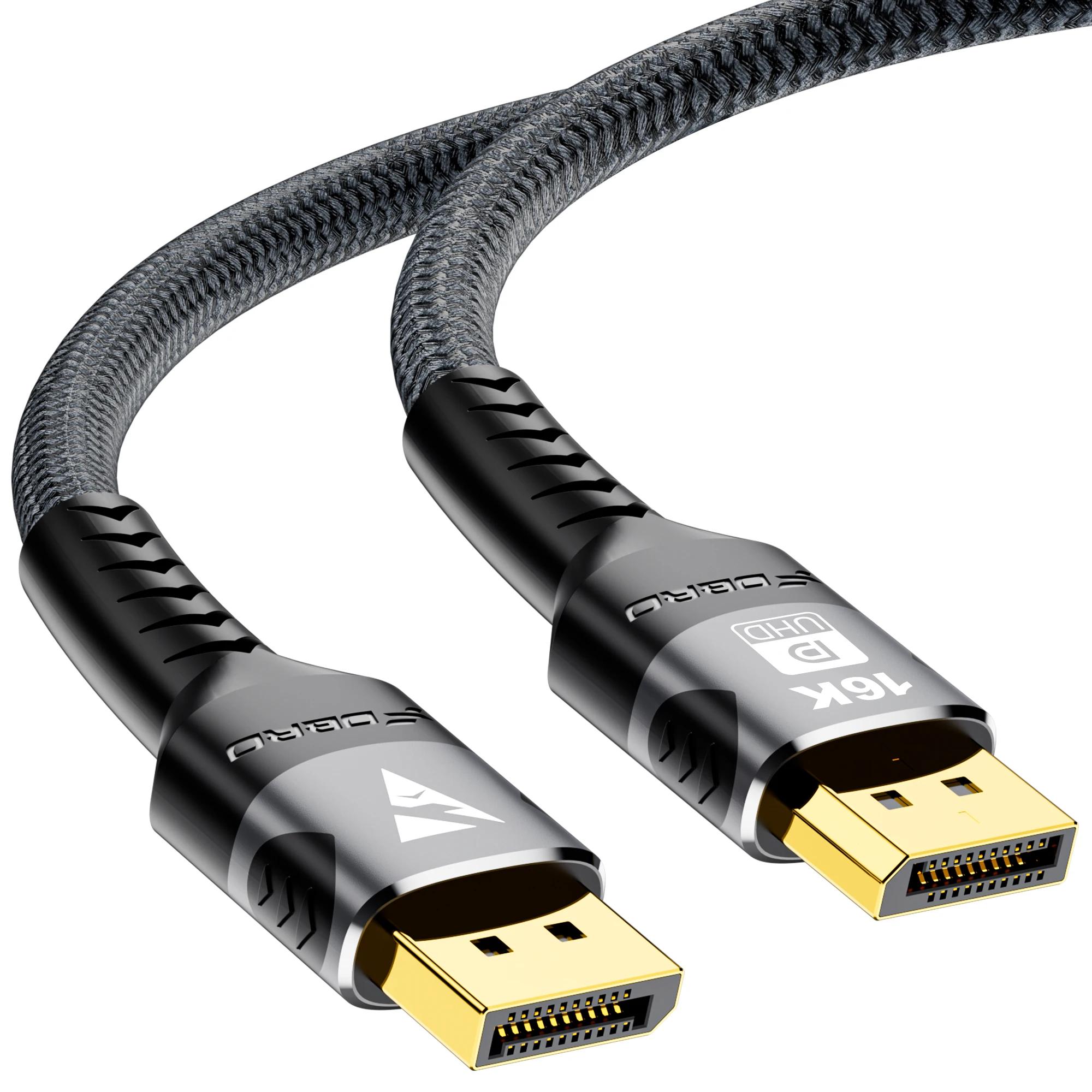 Câble DisplayPort 16K DP 2.1, 16k@30Hz, 8K@60Hz, 4K@144Hz, prise en charge HBR3, 80 Gbit/s, HDCP 2.2