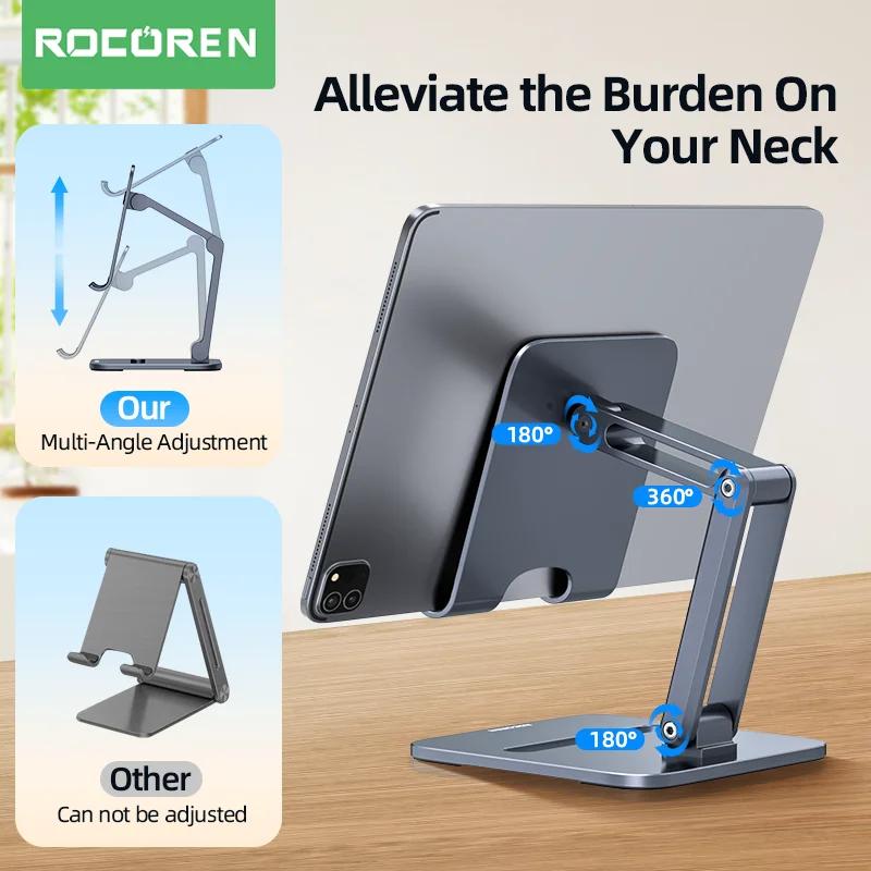 Rocoren Support de téléphone bureau Support de téléphone portable pliable en métal Support de tablet