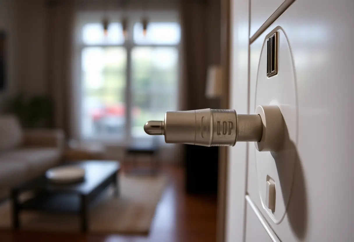 Une fiche électrique dans une prise murale dans un salon