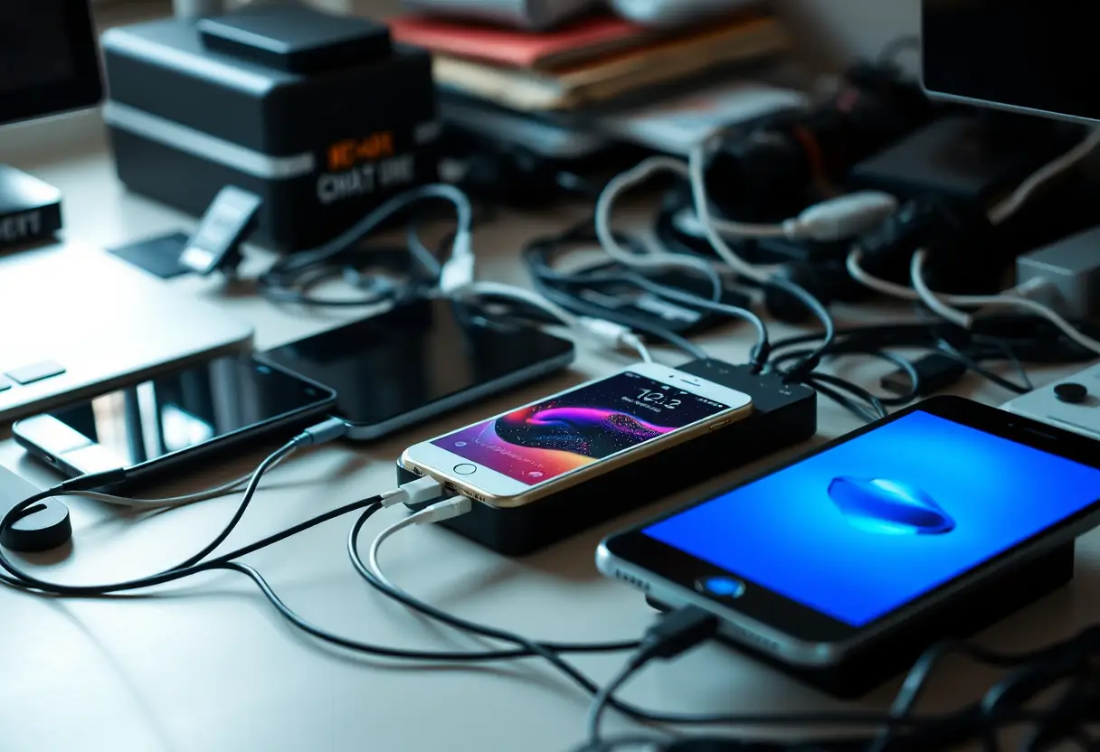 Station de charge avec plusieurs appareils électroniques