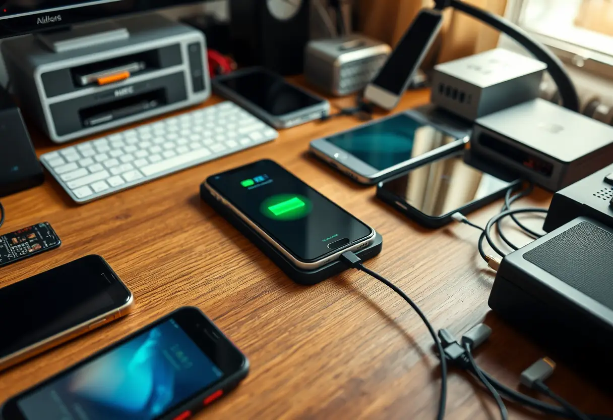 Bureau avec chargeur pour téléphone