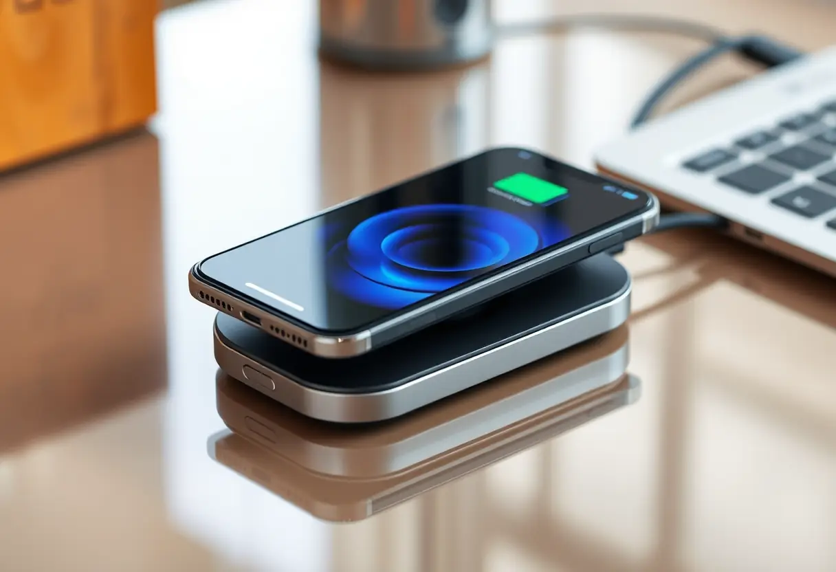 Appareil électronique en train de se charger grâce au système MagSafe