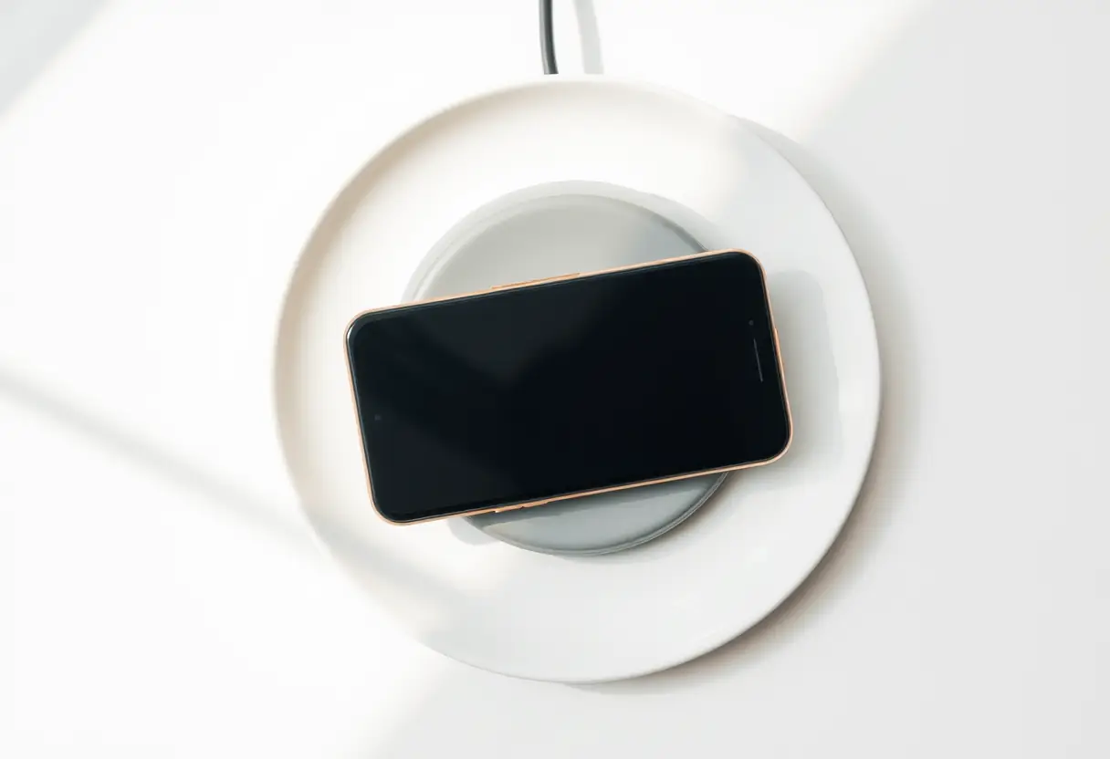 Smartphone sur une plaque de charge sans fil