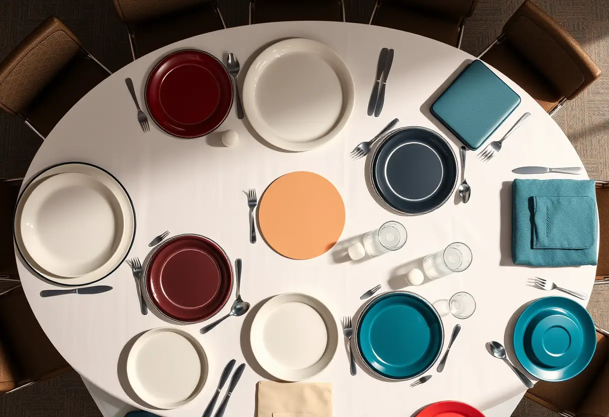 Vue d'ensemble de chargeurs de différentes formes et couleurs sur une table de conférence